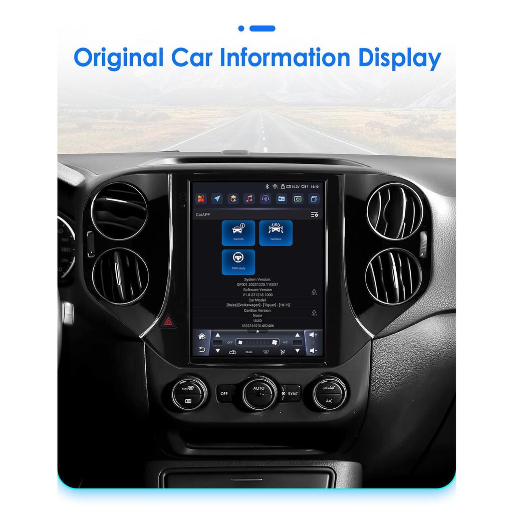 OSSURET Autorádio Android pro VW Volkswagen Tiguan 2007-2016 Multimediální 9,7palcová vertikální obrazovka Carplay Android Auto GPS RDS FM inteligentní obrazovka