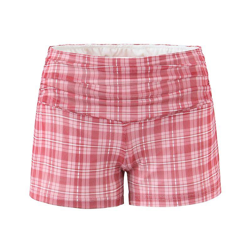 

Jiao Jiao Youwu Tiger Summer Dopamine Pink Plaid Patchwork Small Sling Slim fit Sexy Shorts Two-piece Set Pink lattice shorts L