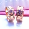 Purple Gold Car Flower Wide Version Shiny Simple Personality High Fashion Rose Gold Plated Earrings