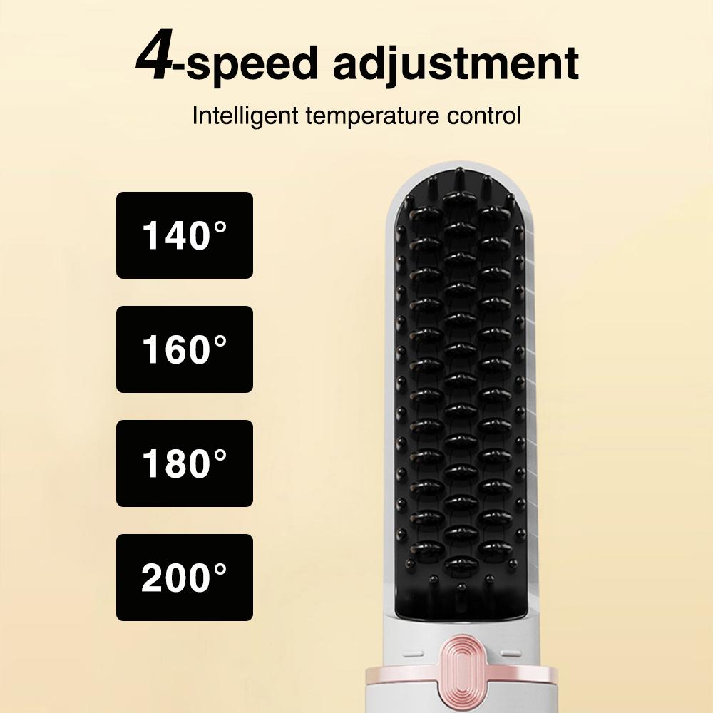 Hair Straightener Comb Electric Hot Comb Heating Comb 4-speed Adjustment Protect Scalp Improve Frizz Smooth Shiny Hair Anti-scal