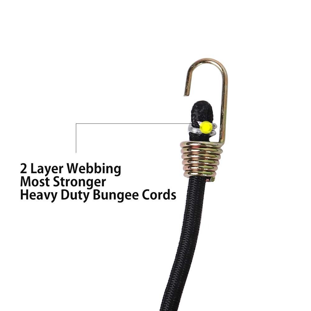 10 PCS with Steel Hooks Elastic Rope 10-Inch Rubber Strap Outdoor Bungee Cords  Bikes