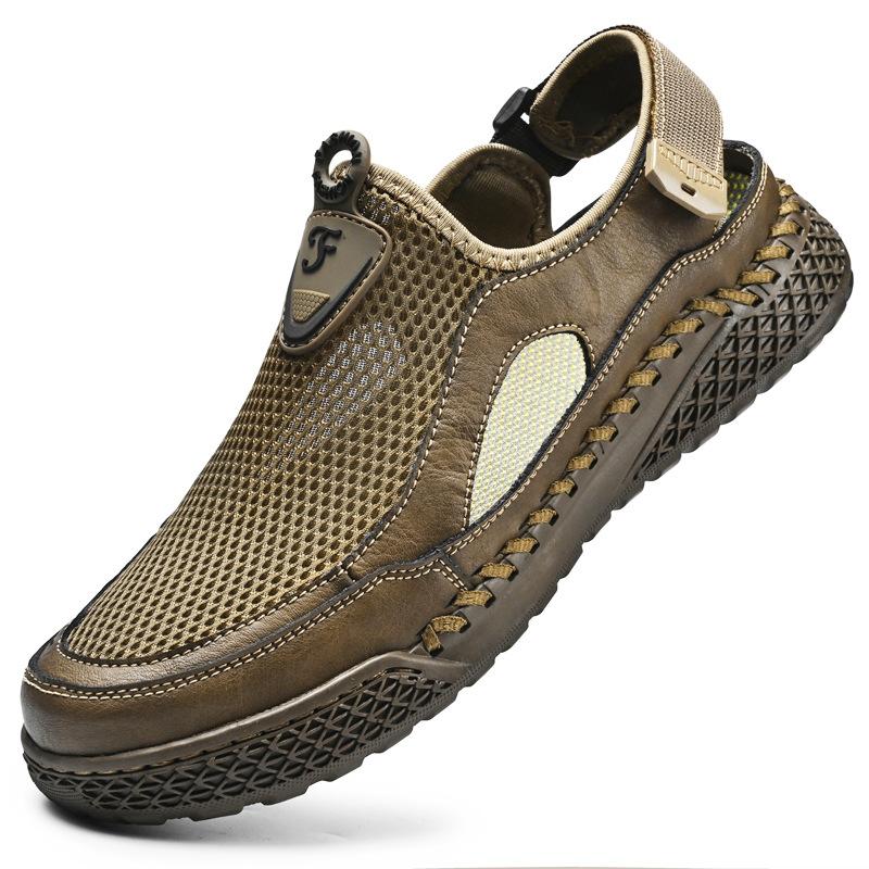 

2025 популярные летние мужские сумки, сандалии с отслеживаемым верхом, дышащие, универсальные пляжные туфли, полые сетчатые туфли для ходьбы в воде 46