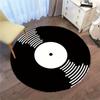 Vinyl Record Round Rug Flannel Music Lover Gift Living Room Bedroom Decor Floor Mat Retro Style Home Decoration Black White