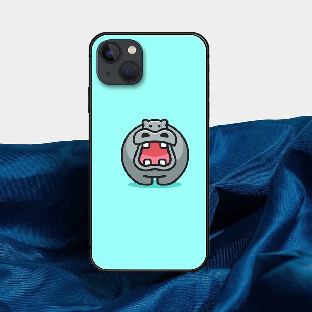 Cartoon Hippo telefondeksel for iPhone Samsung Galaxy Redmi Xiaomi Oppo OnePlus Note SA 7 8 9 10 11 12 13 14 20 21 22 23 53 54 Pro Max Plus Ultra