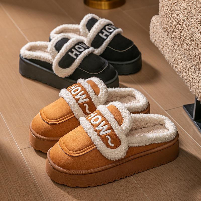Winter new women's outer wear thick-soled heightening plush warm fashion plush one-pedal cotton shoes