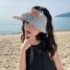 Kids Hat with Built-in Fan Cartoon Shape Oversized Brim UV-Resistant Sun Hat Cartoon Style Adjustable Wind Speed Hat