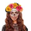 Delicate Flower&Skull Hairband Thin Side Hairband Flower Shape Headband for Girls Hairband with Veil Decor