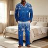 Kerstpyjamaset voor heren met knopenhemd en rechte broek, Casual print nachtkleding tweestukken outfit, Feestelijke loungewear voor de feestdagen