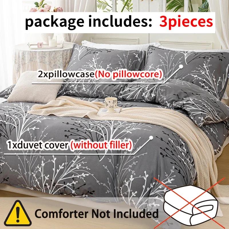 Leaf Floral Pattern Duvet Cover Set Soft And Skin-Friendly Duvet Cover Bedding Set For Hom