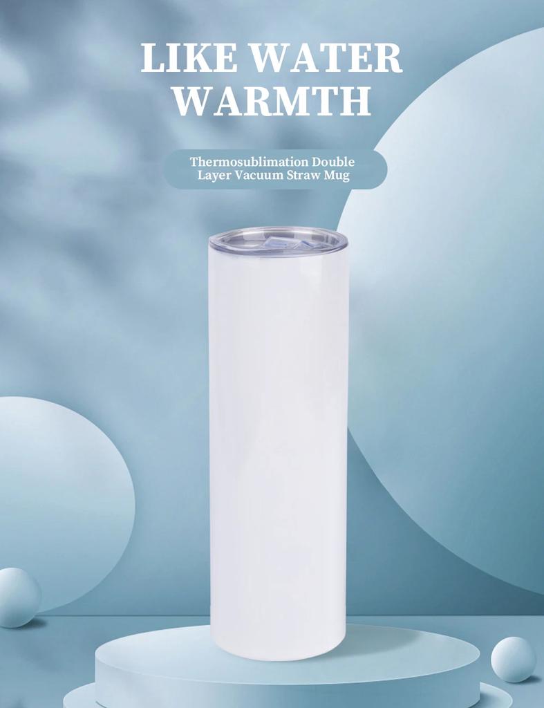 20OZ Sublimation Straight Cup Stainless Steel Tumbler Coffee Mug with Straw Vacuum Flasks DIY Insulated Thermos Water Bottles