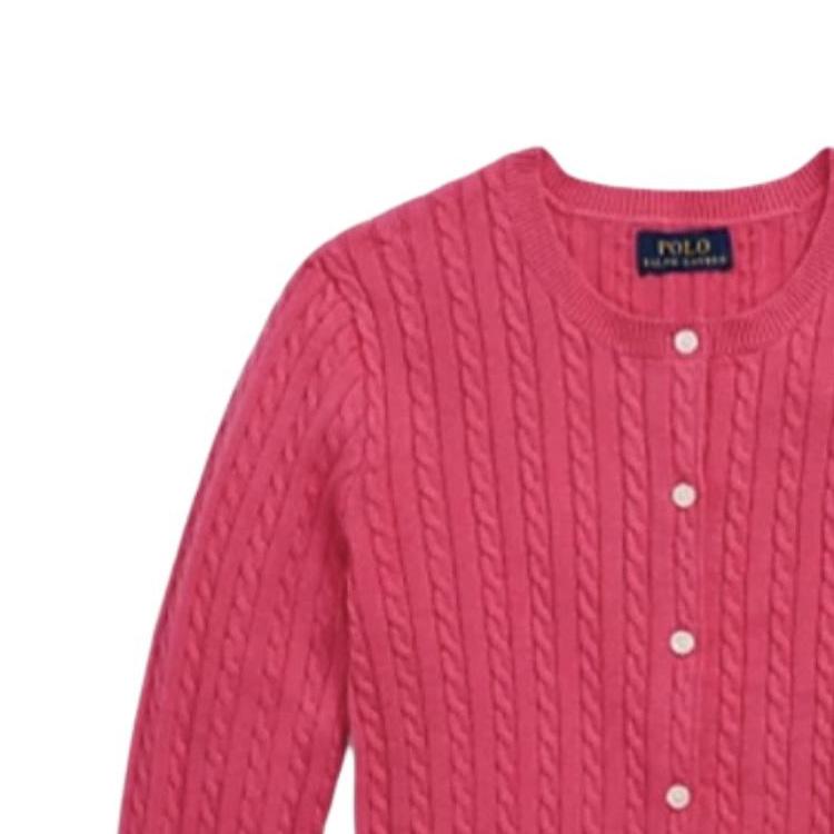 Polo Ralph Lauren Kids FW23 Einfarbiges Zopfmuster Lässiger Langarm-Pullover Kinderpullover Lila-Rot 313543047-050