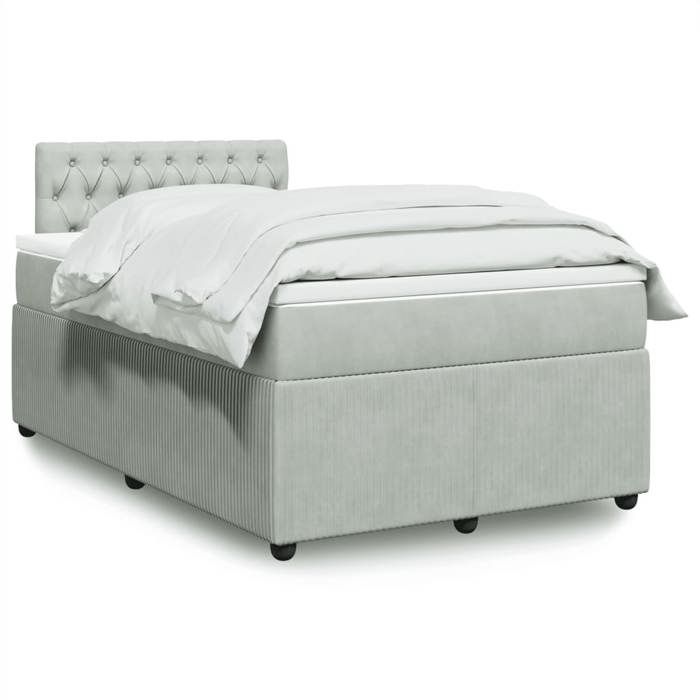 VidaXL Sommier à lattes de lit et matelas gris clair 120x190cm velours 3289992