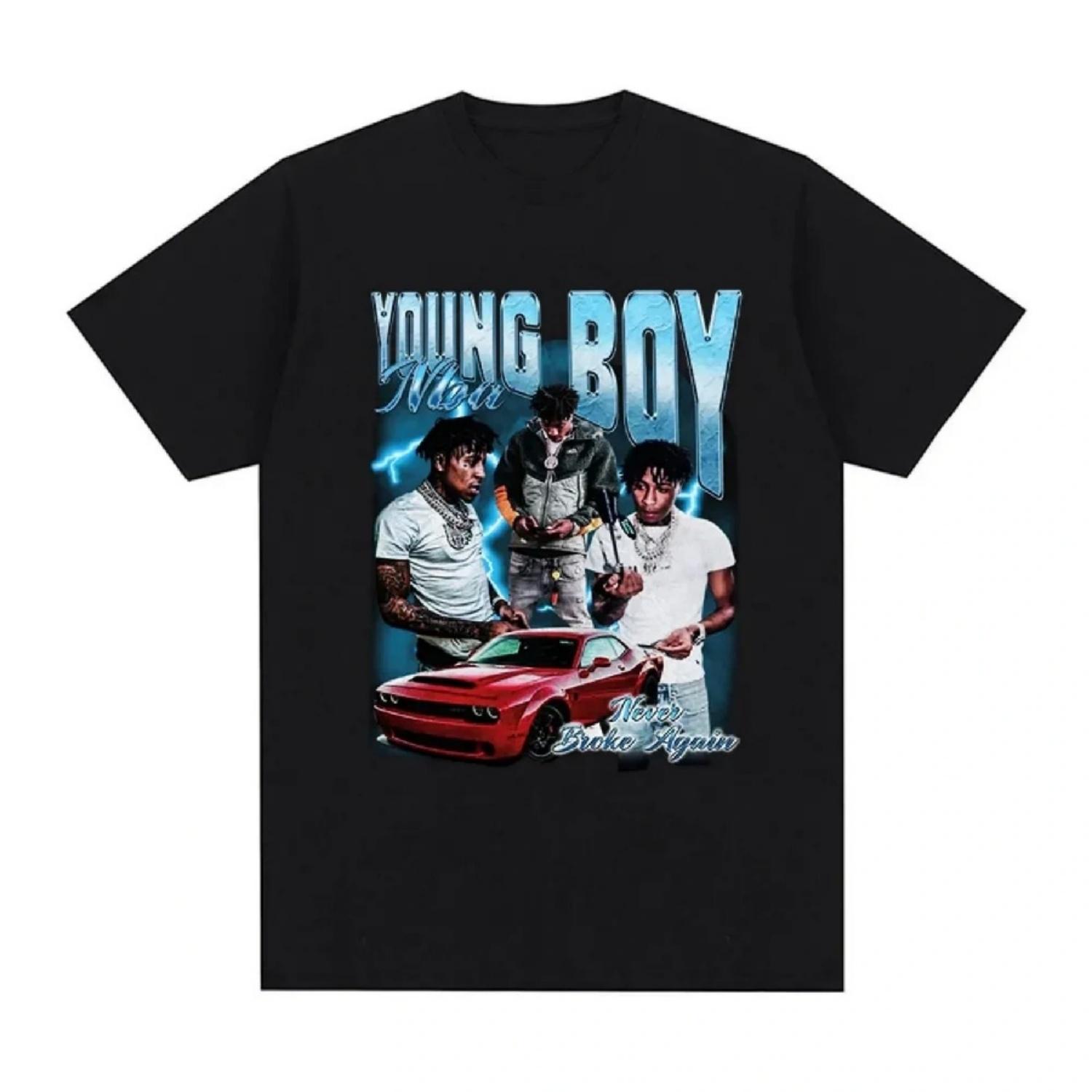 Rapper YoungBoy Never Broke Again T-shirthigh-quality aesthetic short sleeved oversized Tshirt womens hiphop retro T-shirt S