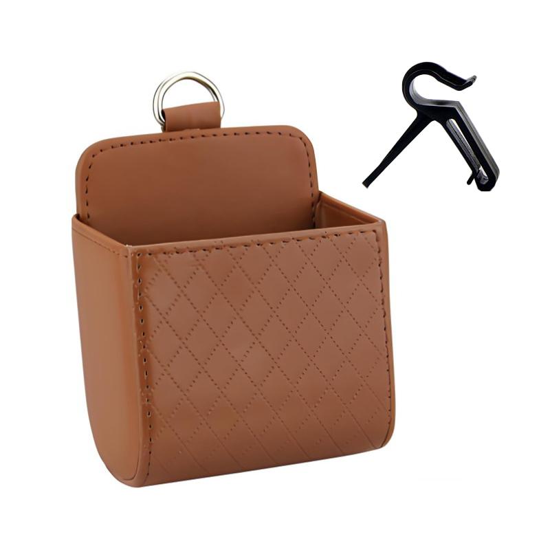 

Car Phone Holder Mount Air Vent Hanging Storage Box Car Mobile Phone Bag Pu Leather Glasses Organizer Bag Support In Home коричневый