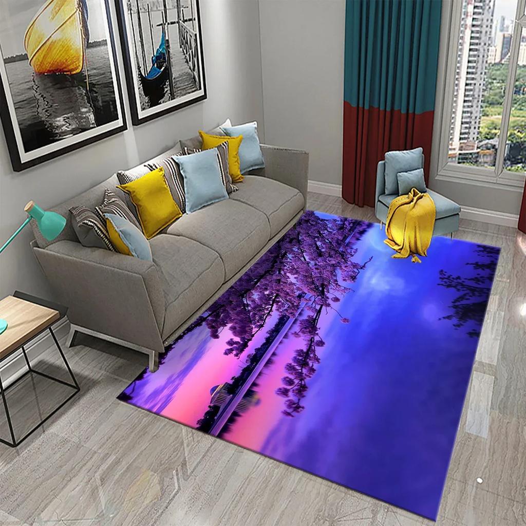 3D Pink Cherry Blossoms Pattern Carpet for Living Room Bedroom Kitchen Area Rug Carpet Home Decor Parlor Floor Mat Anti-Slip Rug