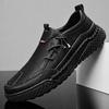 Spring and Autumn Men's Shoes Large Size Men's Casual Leather Shoes Fashion Hand Sewn Platform Shoes Sleeve Men's Single Shoes