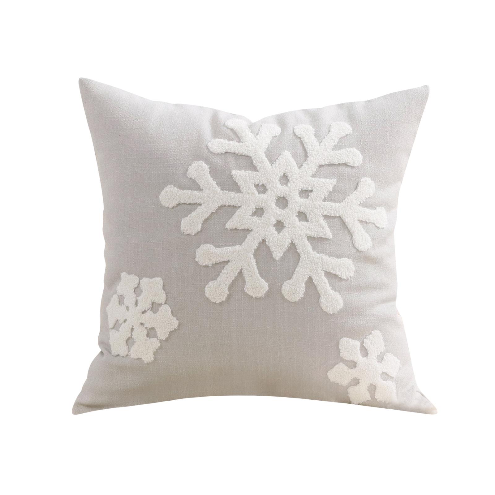 1 шт. Вышитая наволочка со снежинкой, Вышитая полотенцем рождественская наволочка One Size бежевый