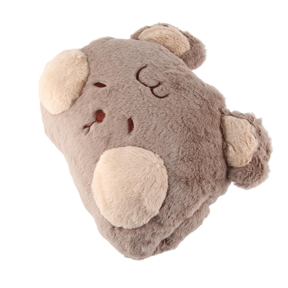 Stuffed Animals Travel Blanket Pillow Set Soft Plush Hugging Pillow Cute Plush Toy with Hand Warmer Design for Travel