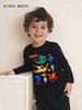 Boys' European Style Dinosaur Print Long Sleeve T-Shirt - Cotton Toddler Base Layer for Autumn