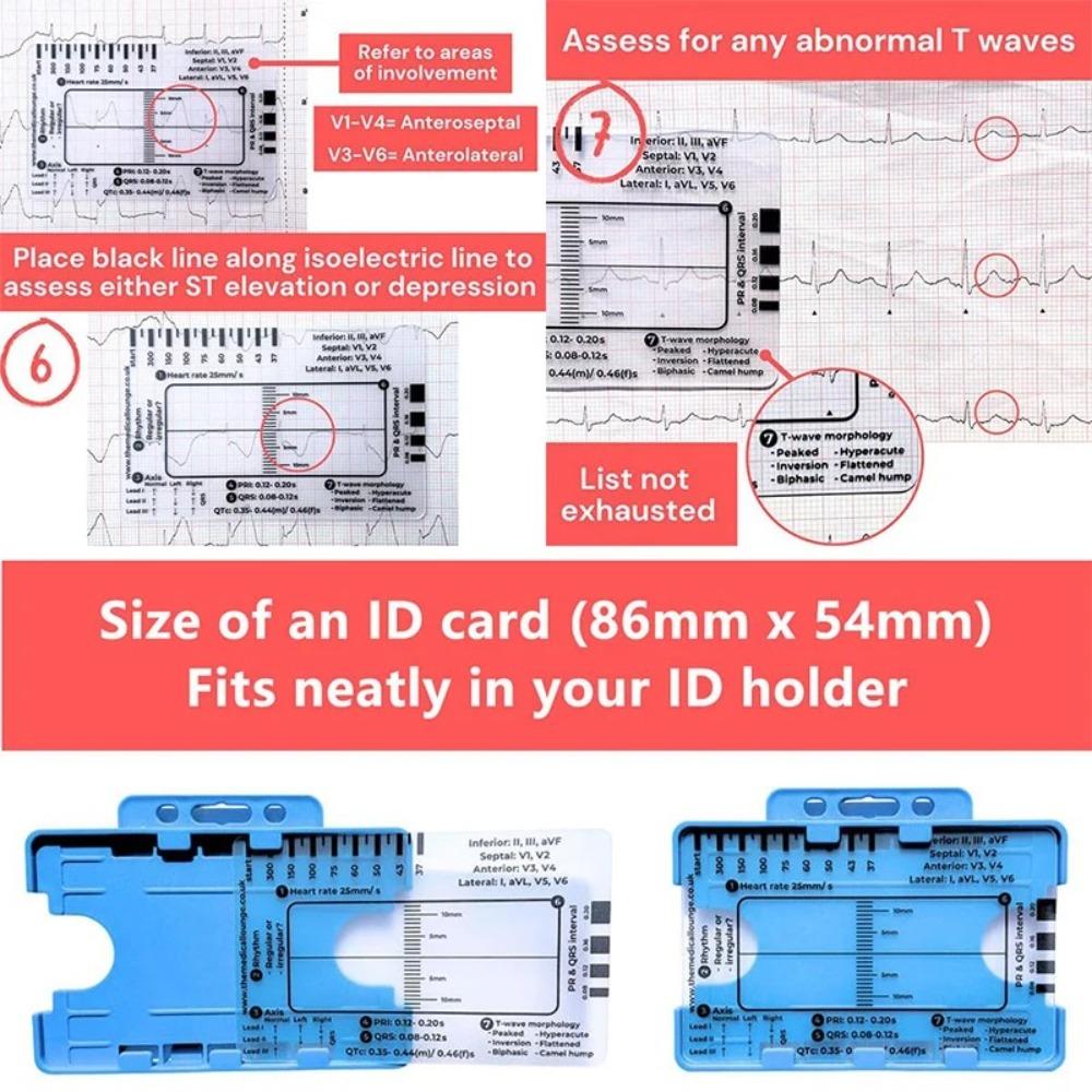 Interpretation Ecg/Ekg Reference Guide Portable Pocket Ekg Interpretation Ruler  for ECG Assessment