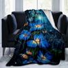 1pc Butterfly Flower Printing Lightweight Flannel Blanket, Comfortable and Warm Blanket, for Camping Sofa Bed and Couch Office, Gift