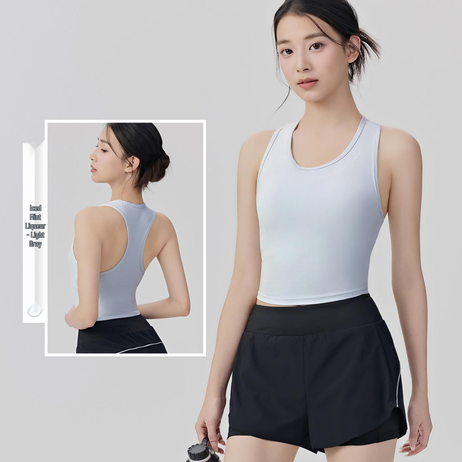 

Women s Classic Yoga Tank Top with Fixed Bra Pads - Breathable, Quick-Dry, Slimming Sleeveless Sports Vest L м ята зелений колір