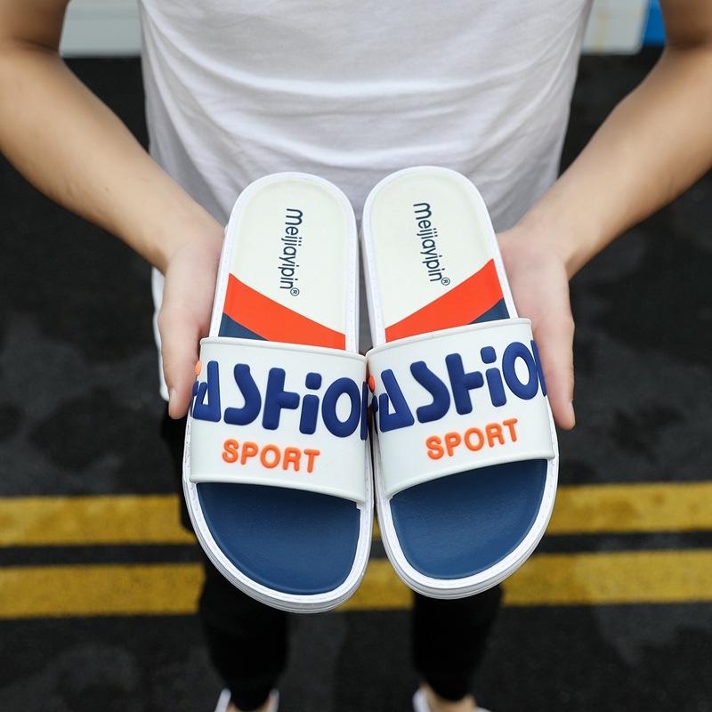 

Модные летние тапочки для мужчин, износостойкие, мягкие, с плоской подошвой, для взрослых, нескользящие, пляжные тапочки 45-46 белый