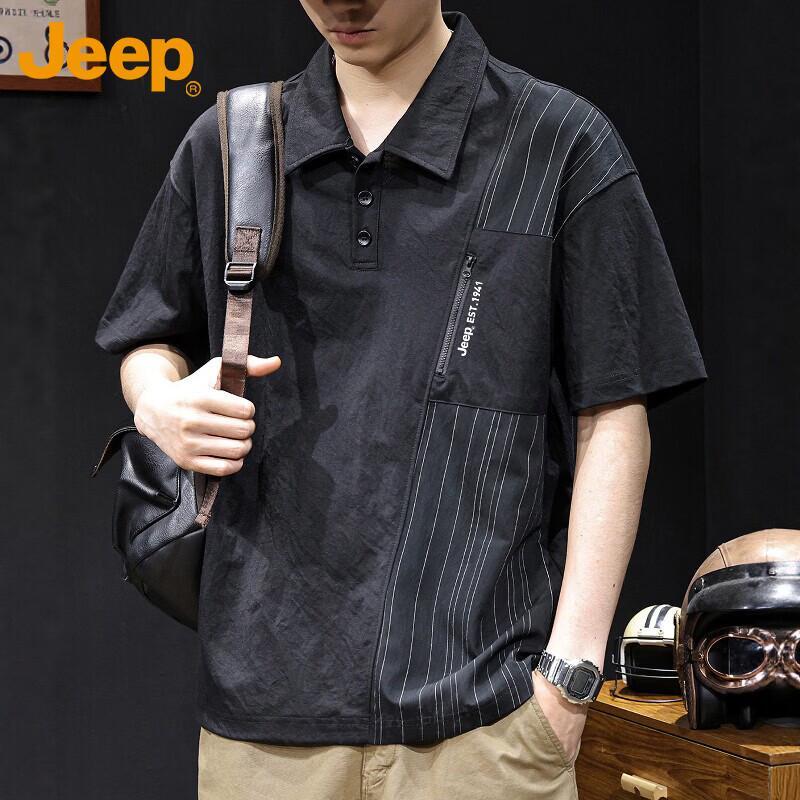 JEEP Men s Ice Silk Polo T-Shirt 2XL чёрный