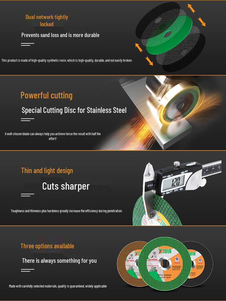 Ultra-Thin Stainless Steel Resin Cutting Disc and Polishing Wheel for Handheld Angle Grinders