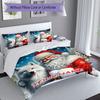 3PC Custom Name Santa's Winter Journey Bedding Set Printed Bedding Set Duvet Cover Closure Includes 1 Duvet Cover & 2 Pillowcases for All Seasons Bedr
