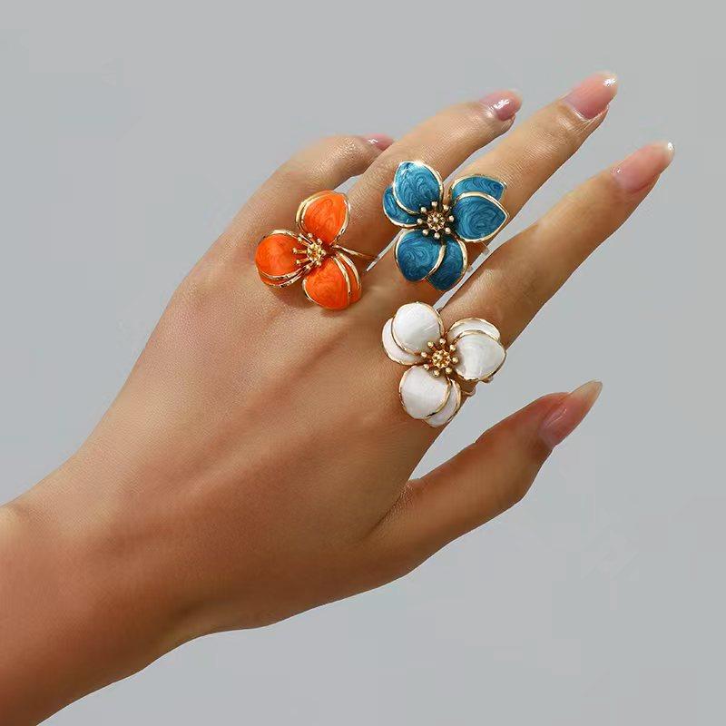 Luxury oil dripping flower bracelet ring set sweet temperament high-end light luxury jewelry