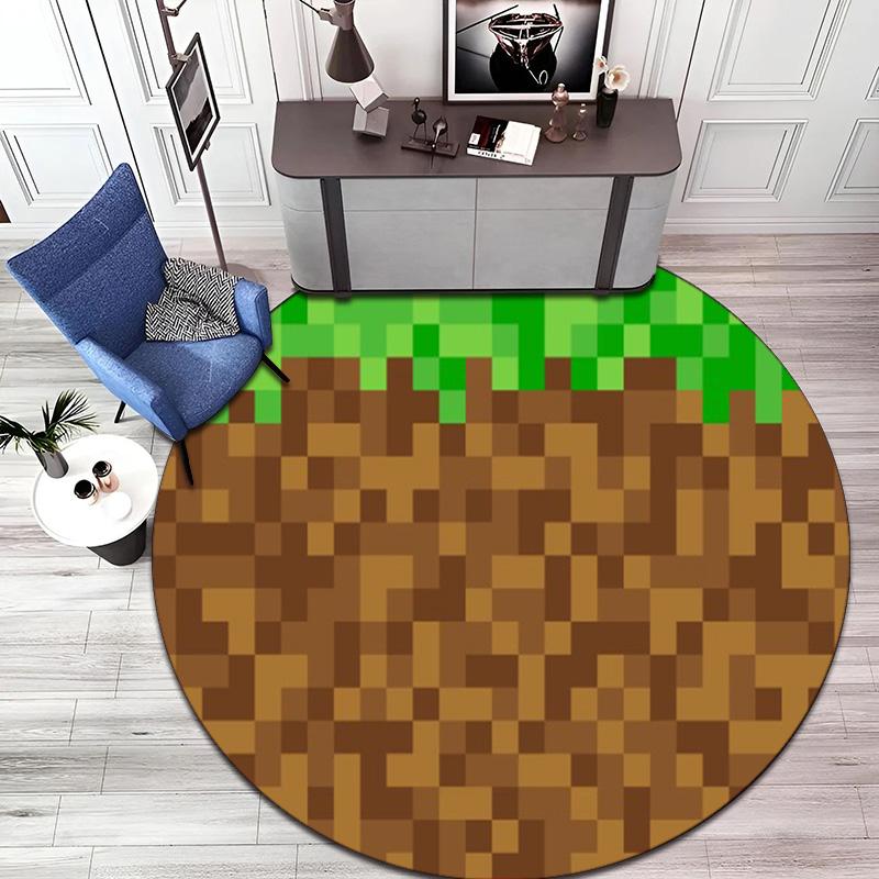 Sandbox Electronic Xbox Games Minecraft Circular Carpet Household Goods Decoration Anti Slip Home Table and Chair Mat Aisle Door Mat Carpet D11