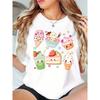 New Spring and Summer Round Neck Hoodie T-shirt Cute Dessert Cartoon Printed Pattern Round Neck Hoodie Women's T-shirt