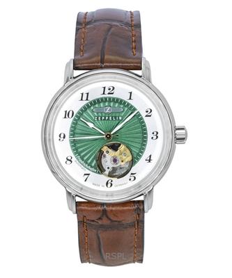 Friedrichshafen Leather Strap Open Heart Green Dial Automatic 85672 Women's Watch