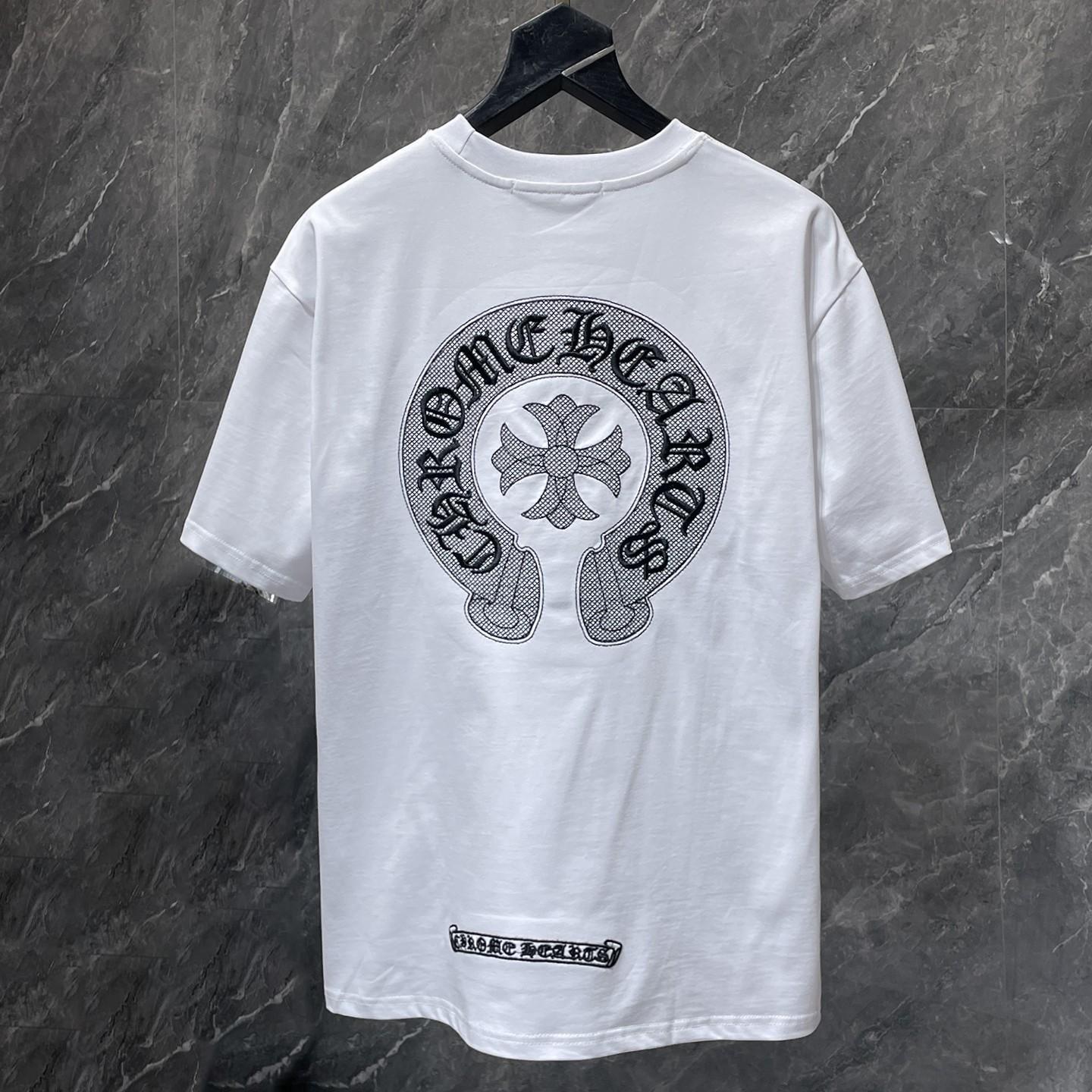 

8926 CHROME HEARTS 2026 Summer New High Quality Cotton Round Neck Loose Large Size Men s and Women s T-shirt Couple T-shirt XL білий