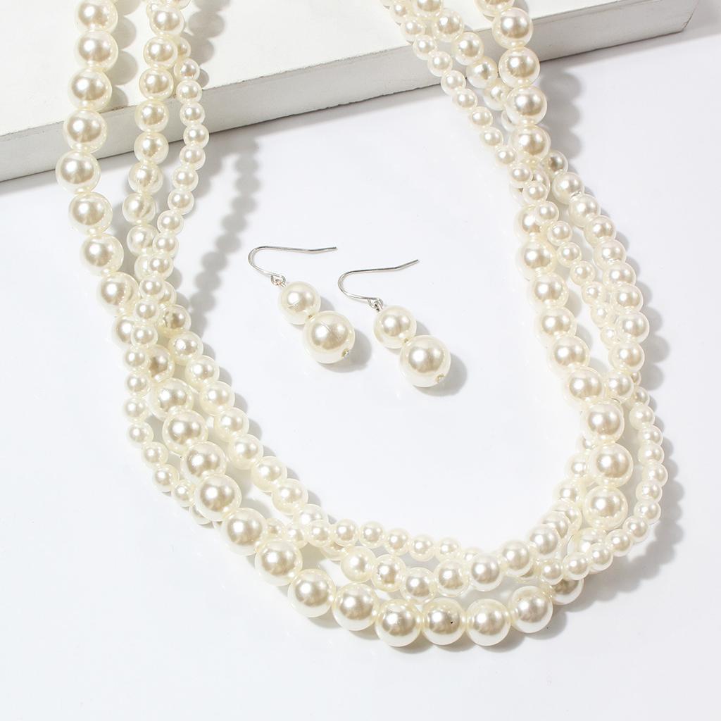 European and American sources of imitation pearl beaded jewelry, necklace simple atmosphere collarbone chain 8040