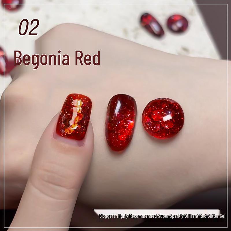 Super Flash Dark Night Rose Red Diamond Gel: Versatile Red Glitter Nail Art for Autumn/Winter