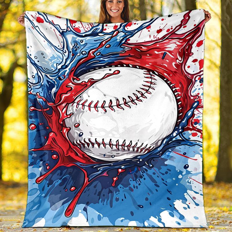 Baseball Theme Printed Blanket - Perfect for Couch, Bed, Travel & Outdoor Use | Machine Washable, Cozy & Durable.