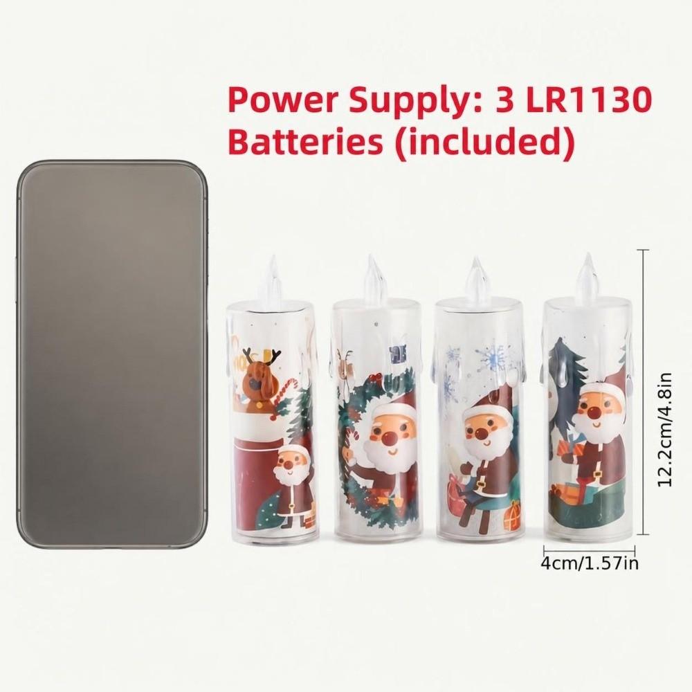 4pcs Santa Claus LED Candle Light Set Battery Powered Electronic Candle Set  Home Decor
