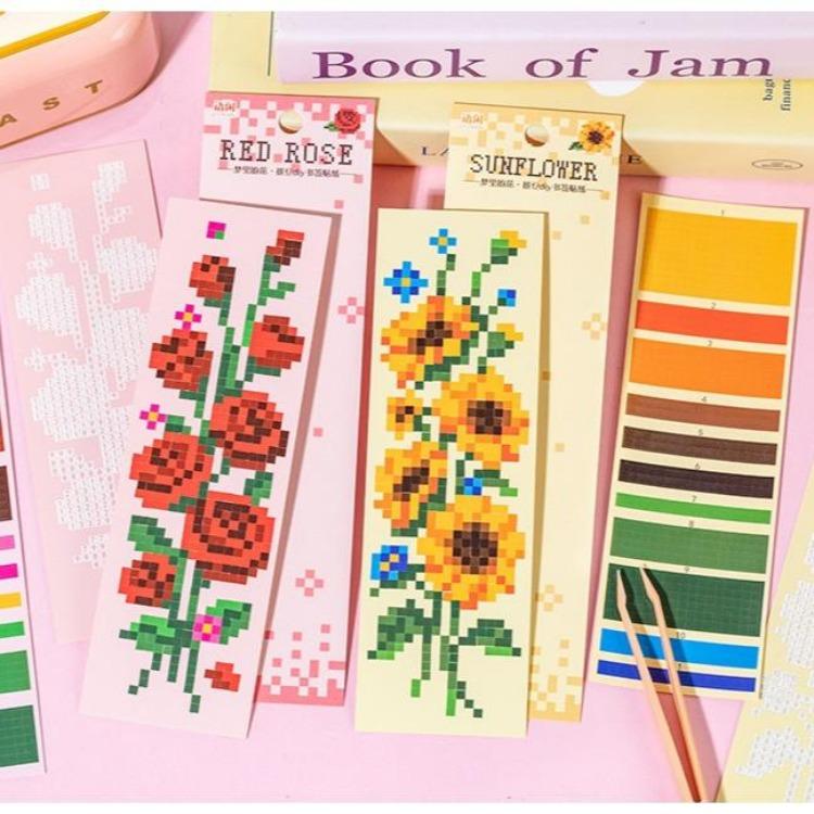Mosaic Sticker Self-made Bookmarks Jigsaw Color Square Stress-relieving Game Children's Intelligence Enlightenment DIY Stickers