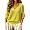 Women's V-Neck Pullover Knit Top, Loose Fit Color Casual Basic for Everyday Wear