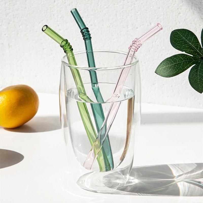 1Pc Reusable Glass Straws Colorful Drinking Straw Eco-Friendly High Borosilicate Glass Straw Party Favors Bar Drinkware
