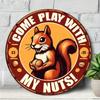 Aluminum Wall Art Funny Squirrel Sign Vintage Home Decor Gift for Husband Birthday Garden Bar Round Metal Painting