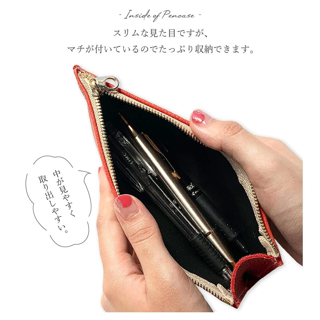 Pencil Genuine Pencil for Women and Pen Writing Pencil Pen Gentlemen and Deep Orange Case, Leather, Case, Slim, Men, Leather, Holder, Compact,