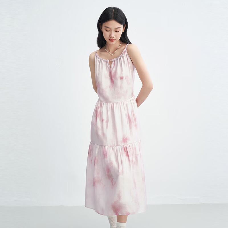 

Платье Ledian из тенселя и льна с принтом тай-дай, с U-образным вырезом, на бретелях, с бантом и поясом XS