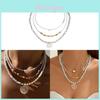 Shell Beaded Necklace Multilayer Heart Pearl Collar For Women Summer