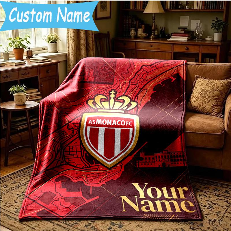 Custom Name Monaco Crest Emblem Blanket Bedding Blanket for Women Men, Soft Throw Blankets for Couch,Bed, Picnic, Christmas Gifts