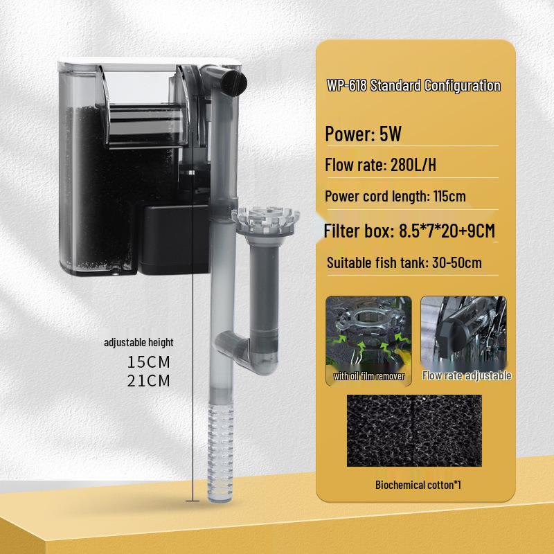 Wall-Mounted Aquarium Filter: Compact 3-in-1 External Purification & Circulation System