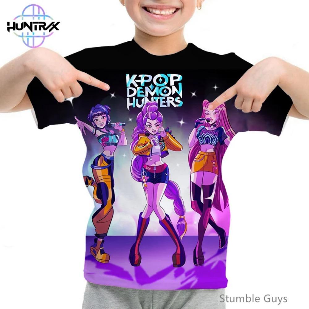 Anime Clothing Casual Fashion Children Kpop Demon Hunter 3D Short Sleeved Summer Boy and Girl T-shirt