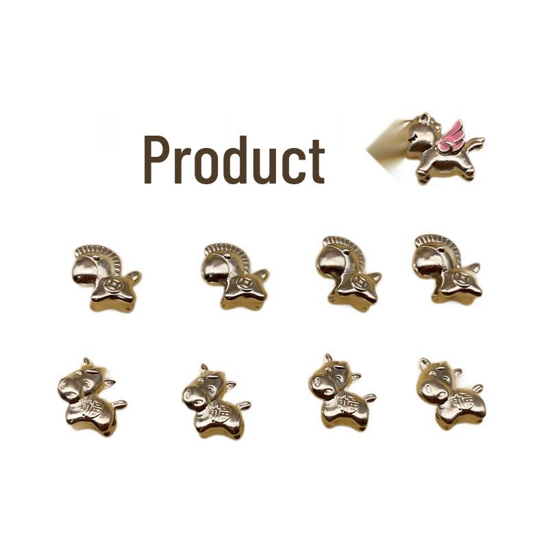 3D Little Pegasus 999 Sterling Silver DIY Bracelet Pendant Jewelry Material Tilted Head Horse